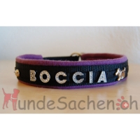 Mass Zugstopphalsband Strass schwarz/violett