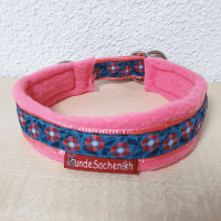 Mass Zugstopphalsband TürkisFlower rosa/pink 