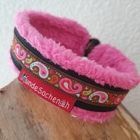 Mass Zugstopphalsband Paisley schwarz/pink Micro