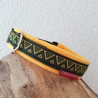 Masshalsband DreickGrün schlamm  / melonengelb