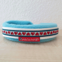 Masshalsband Herzen weiss/türkis