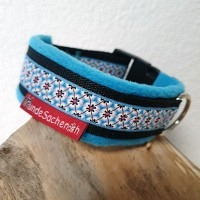 Masshalsband BlumenBlau schwarz / blau