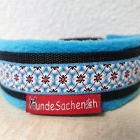 Mass Zugstopphalsband BlumenBlau schwarz/blau
