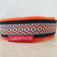 Mass Zugstopphalsband BlumenOrange schwarz/orange