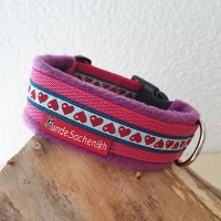 Masshalsband Herzen pink/brombeere