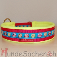 Mass Zugstopphalsband Eulen pink/neongelb