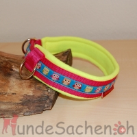 Mass Zugstopphalsband Eulen pink/neongelb