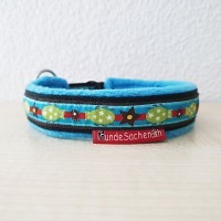 Mass Zugstopphalsband Käferli schwarz/hellblau