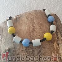 EM Zeckenketteli blau / gelb mit Holzperlen