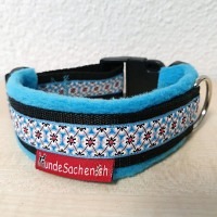 Masshalsband BlumenBlau schwarz / blau