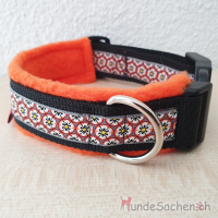 Masshalsband BlumenOrange schwarz / orange