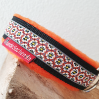 Mass Zugstopphalsband BlumenOrange schwarz/orange