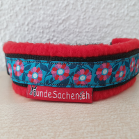 Mass Zugstopphalsband TürkisFlower schwarz/rot