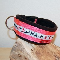 Masshalsband Hundesachen neonrosa/schwarz