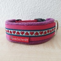 Masshalsband Herzen pink/brombeere